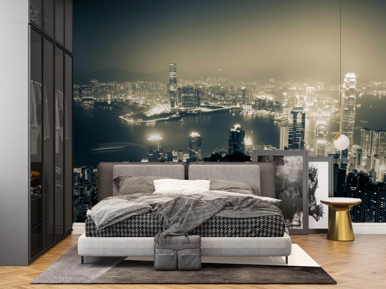 Fototapeten Panorama -Nachtblick auf Hongkong