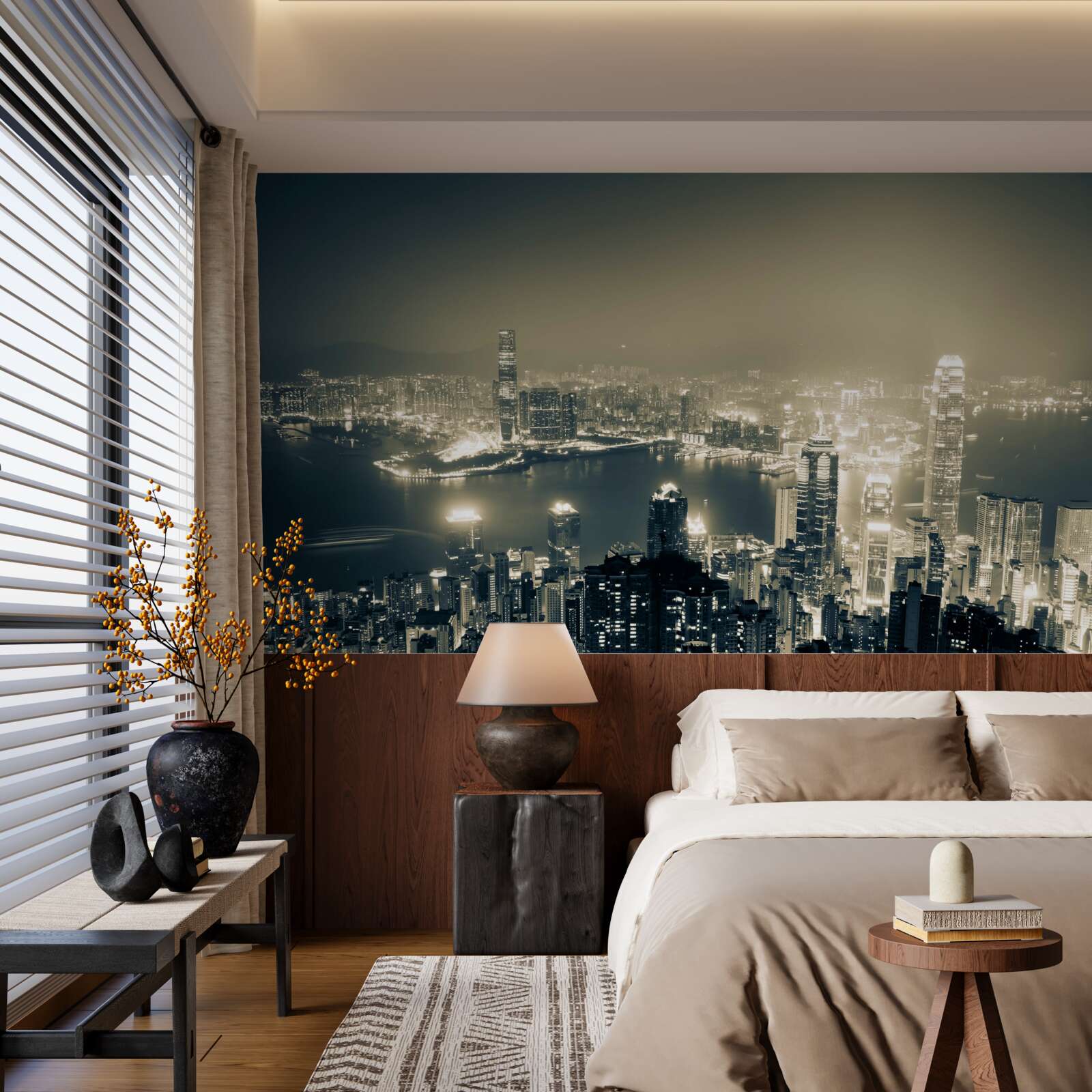 Fototapeten Panorama -Nachtblick auf Hongkong
