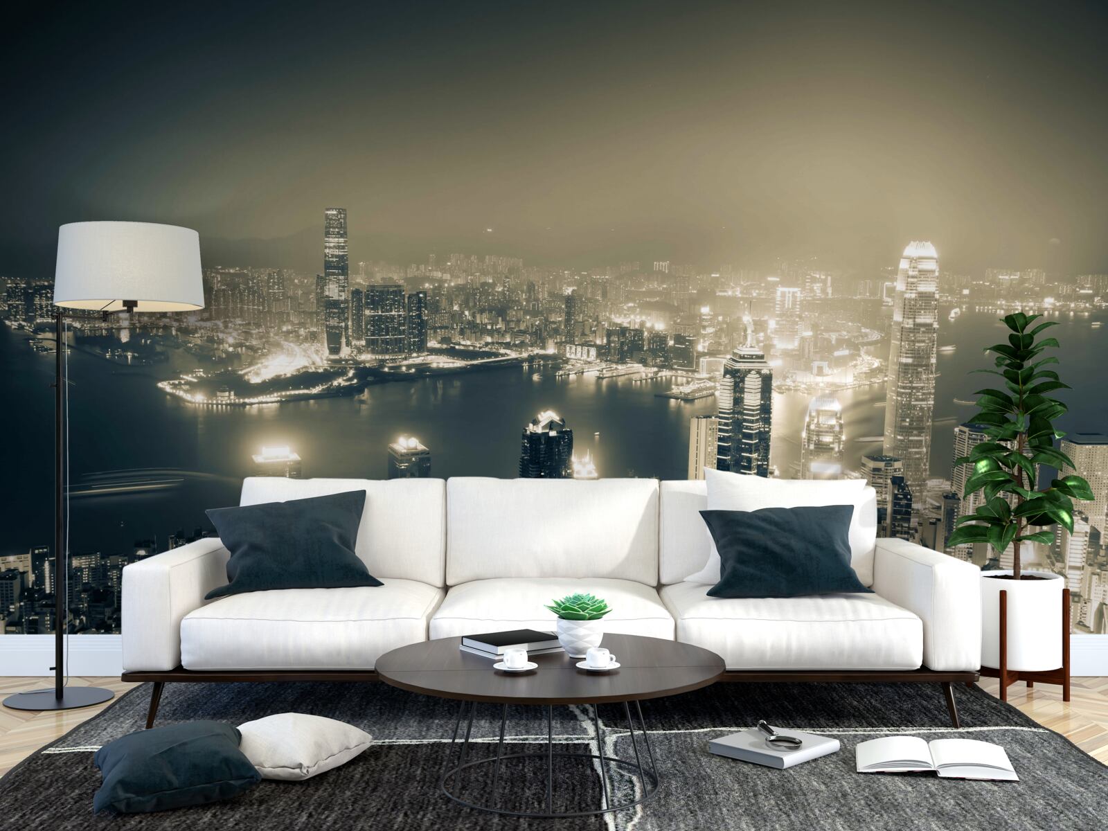 Fototapeten Panorama -Nachtblick auf Hongkong
