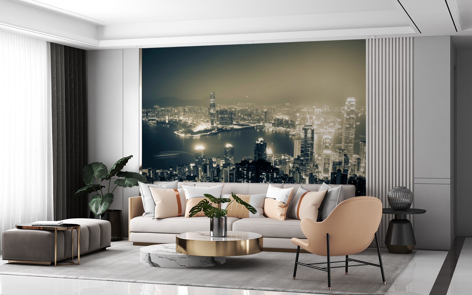 Fototapeten Panorama -Nachtblick auf Hongkong