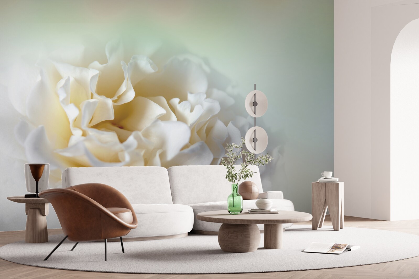 Fototapeten Romantische weiße Blume, voller Delikatesse