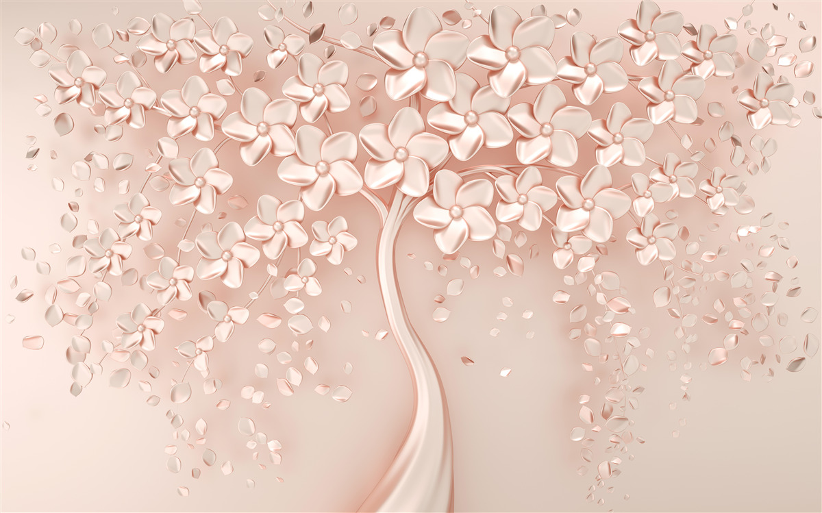 Fototapeten Blumen blühten auf einem kleinen Baum