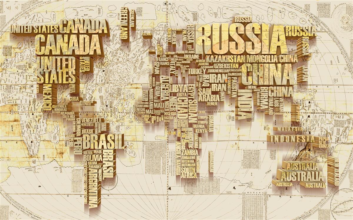 Fototapeten Globe besteht aus Staatsnamen