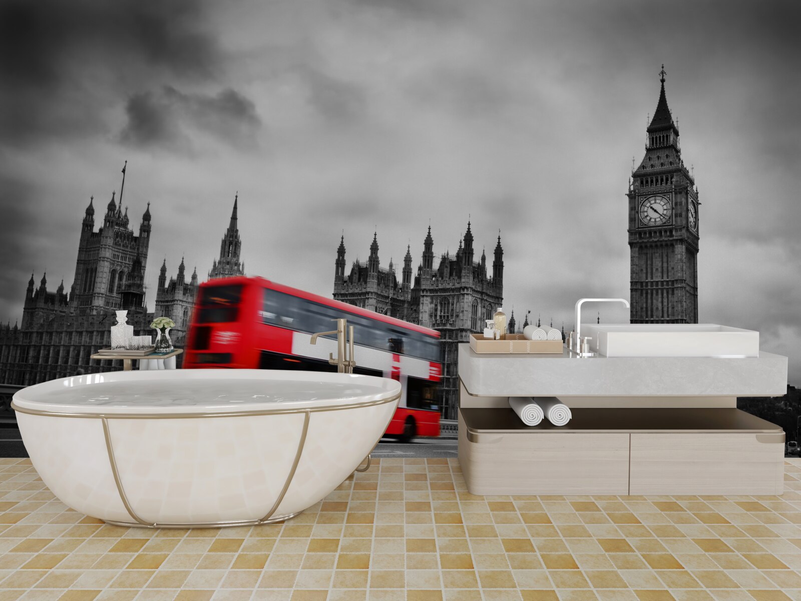 Fototapeten Londoner Bus auf der Straße