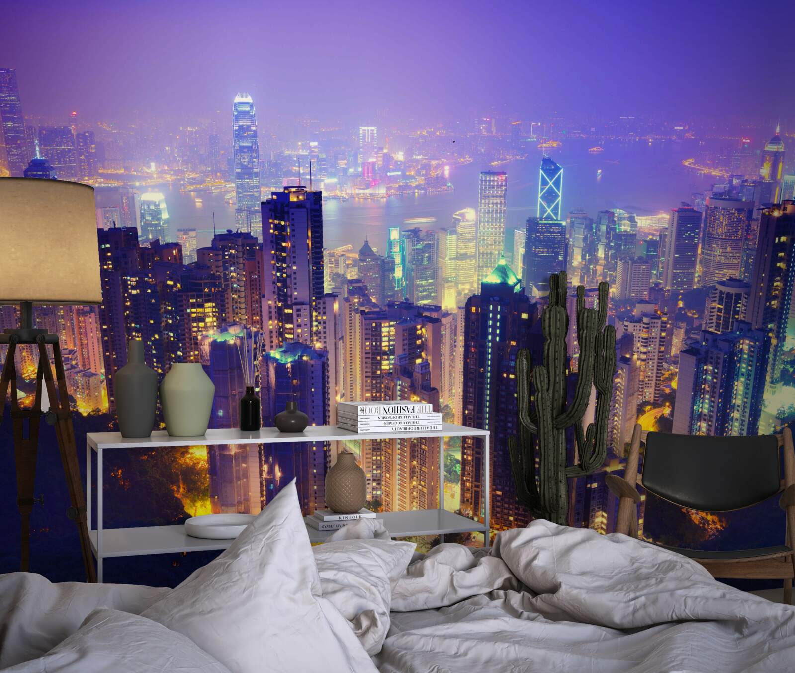 Fototapeten Hongkong hat nachts ein atemberaubendes Panorama