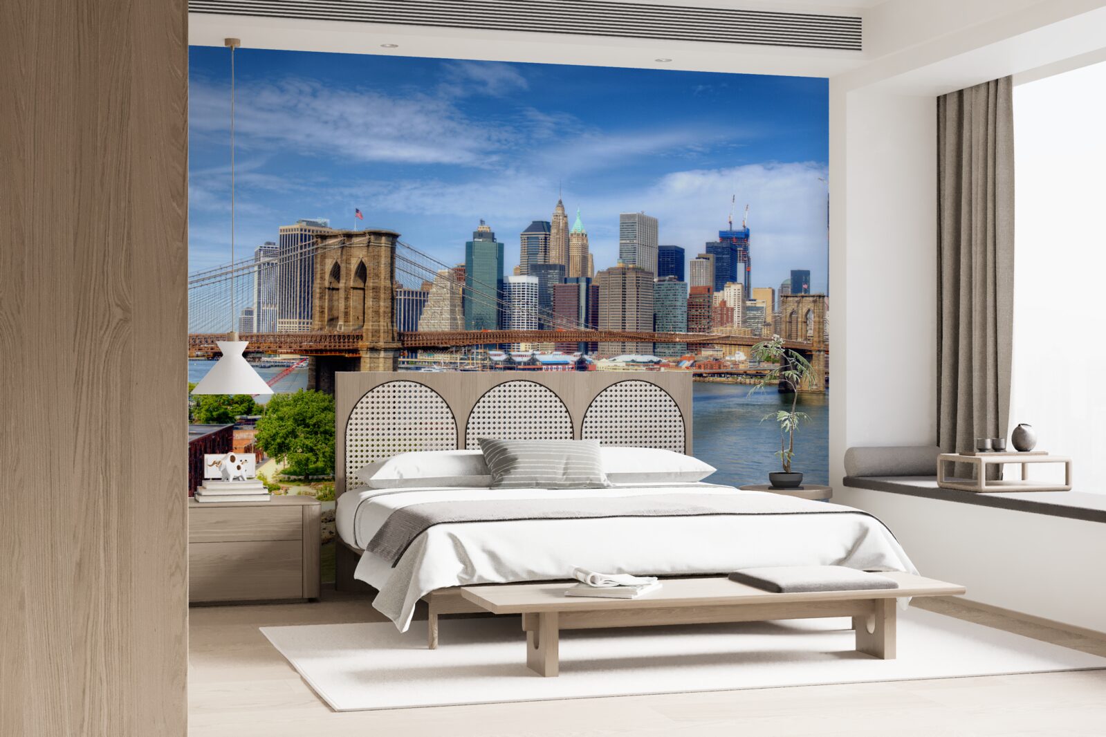 Fototapeten Brookliński und Lower Manhattan Bridge