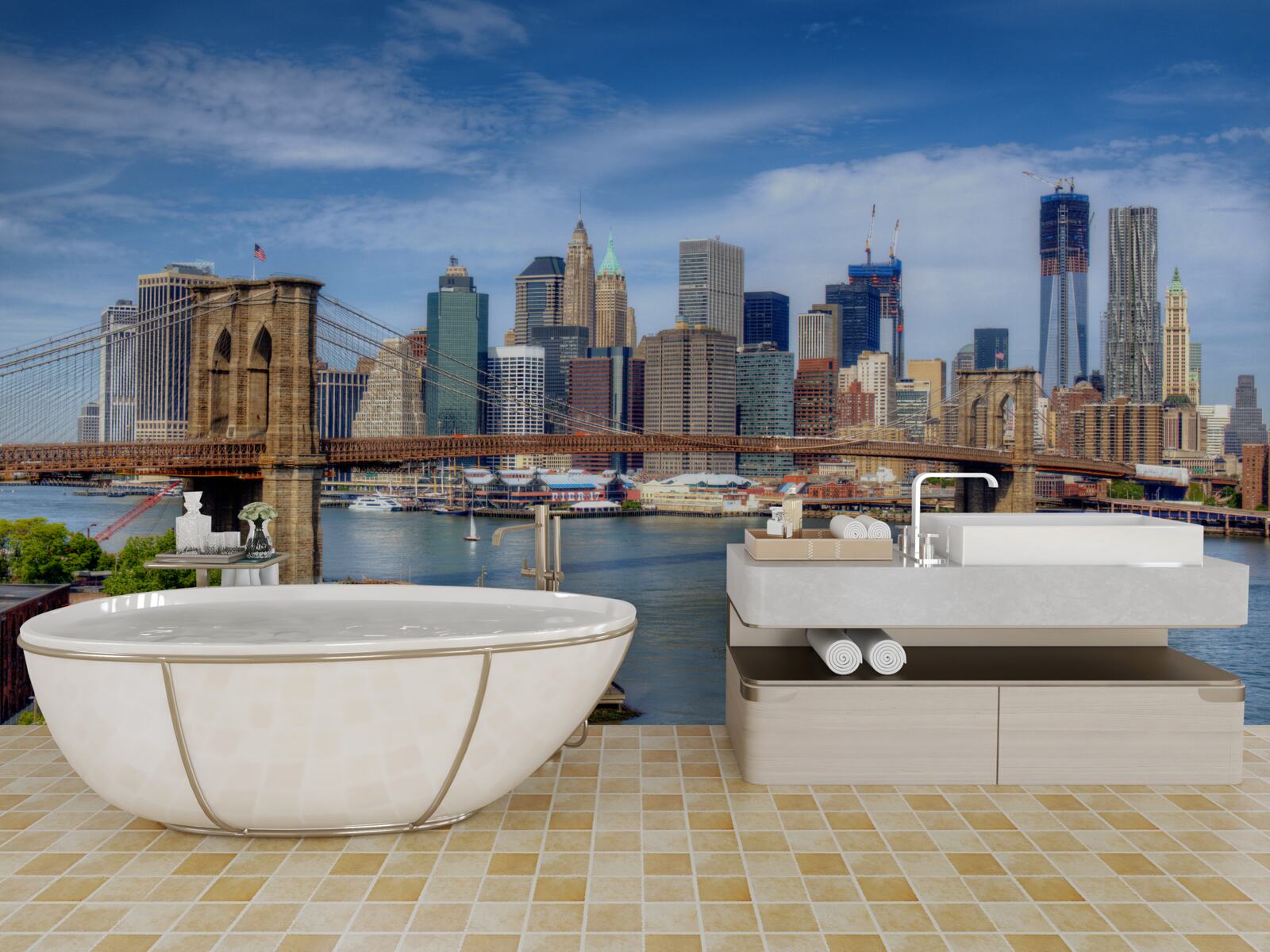 Fototapeten Brookliński und Lower Manhattan Bridge