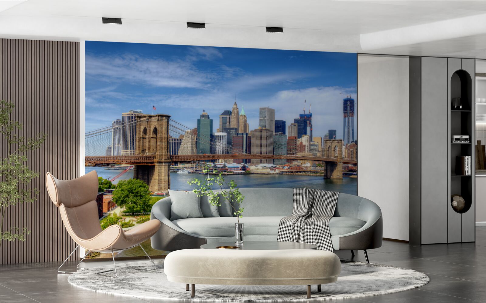 Fototapeten Brookliński und Lower Manhattan Bridge