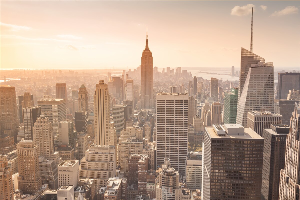 Fototapeten Morgendämmerung über New York