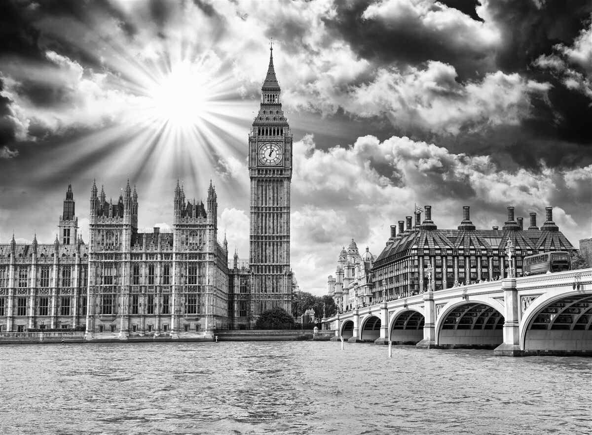 Fototapeten London hat Schwarz und Weiß mit Big Ben bemalt