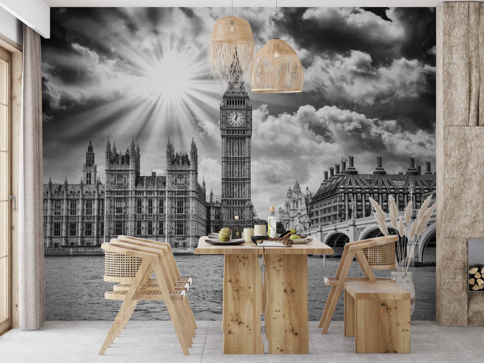 Fototapeten London hat Schwarz und Weiß mit Big Ben bemalt