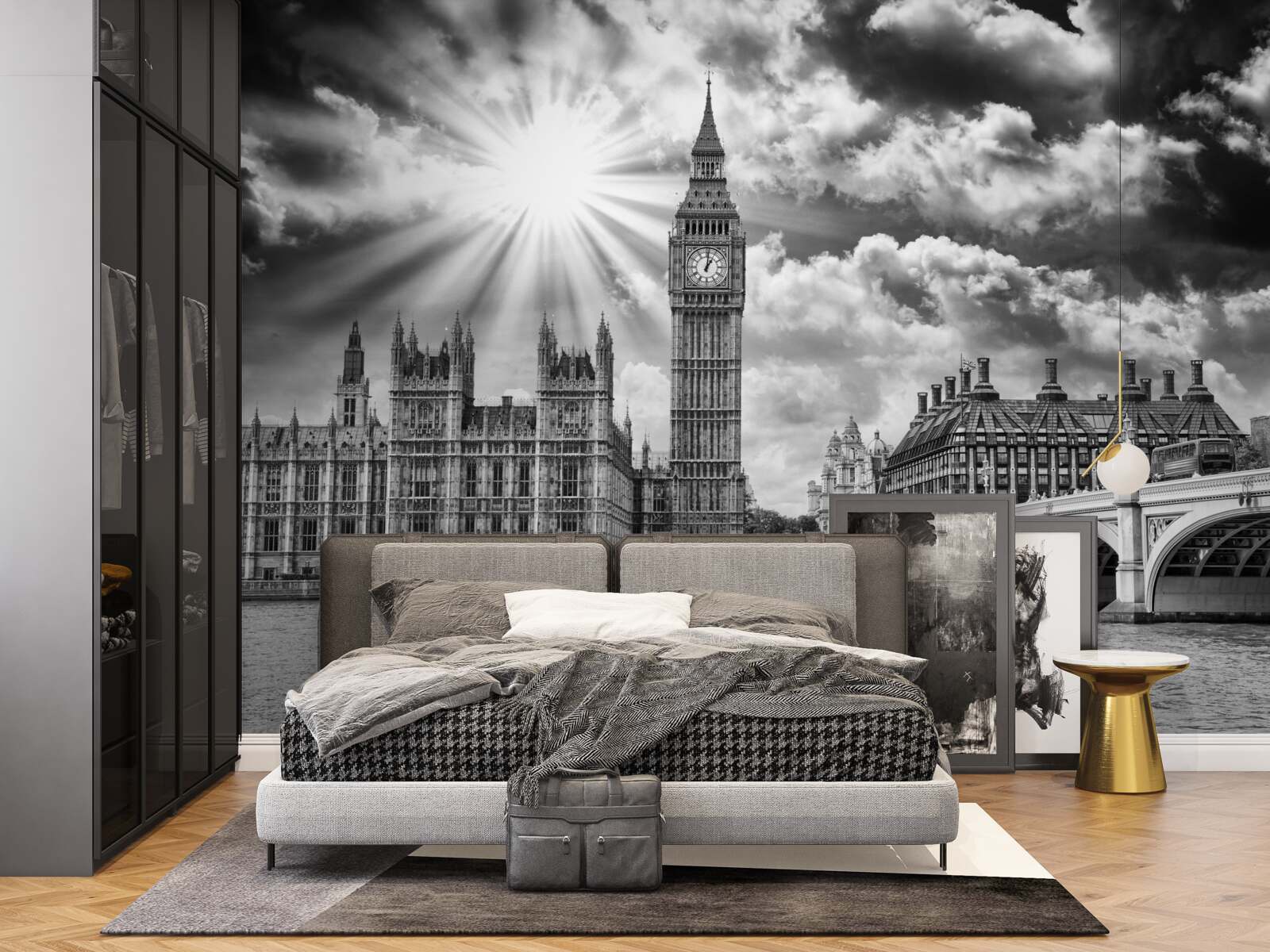 Fototapeten London hat Schwarz und Weiß mit Big Ben bemalt