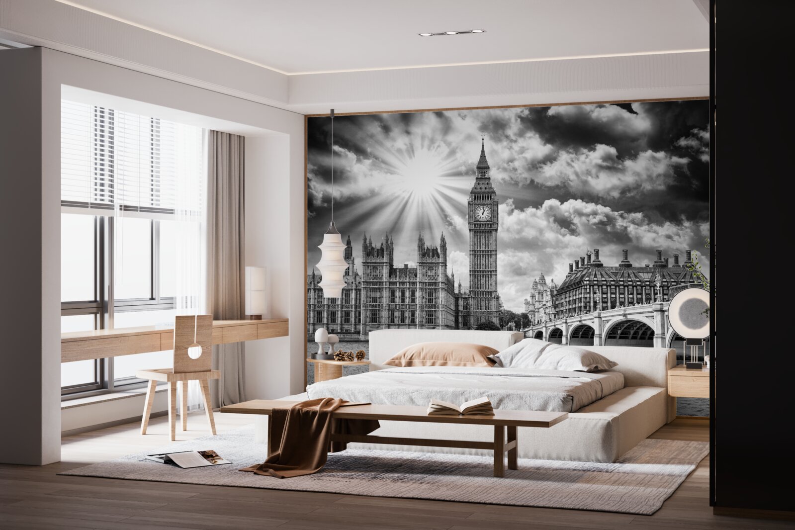 Fototapeten London hat Schwarz und Weiß mit Big Ben bemalt