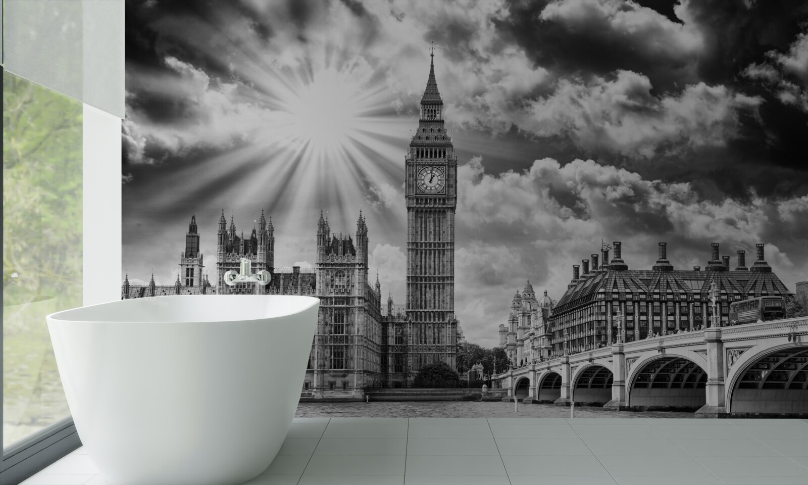 Fototapeten London hat Schwarz und Weiß mit Big Ben bemalt