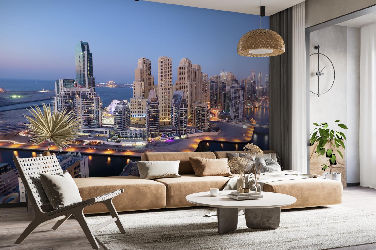 Fototapeten Sonnenuntergang über Dubaje
