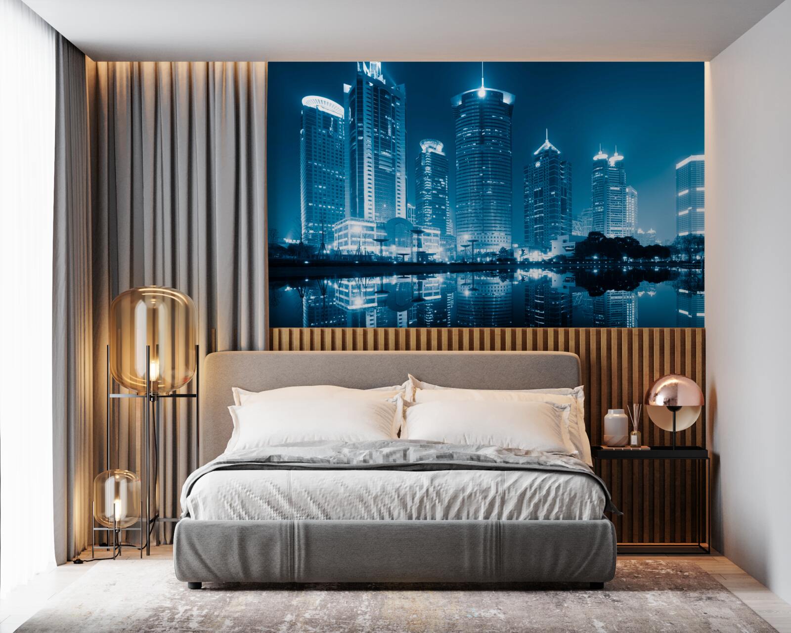 Fototapeten Nacht Shanghai im Licht des Leuchtturms