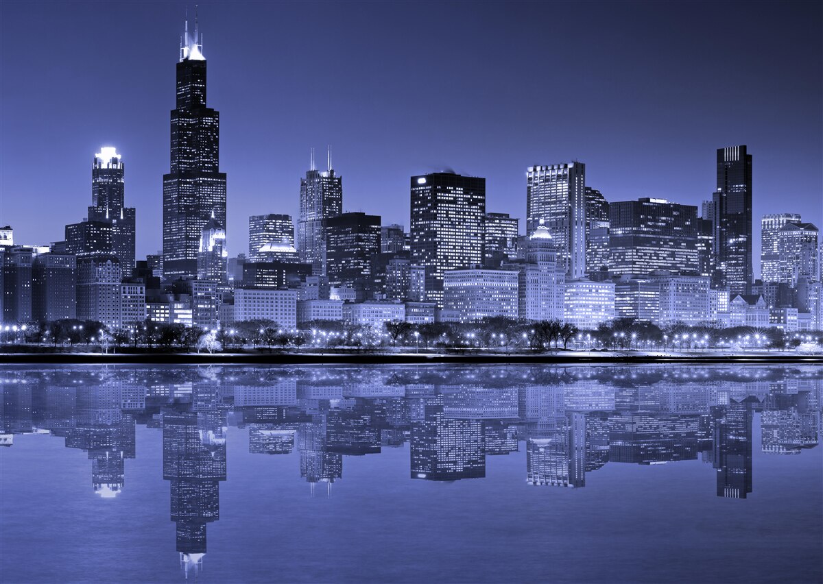 Fototapeten Nachtblick auf Chicago