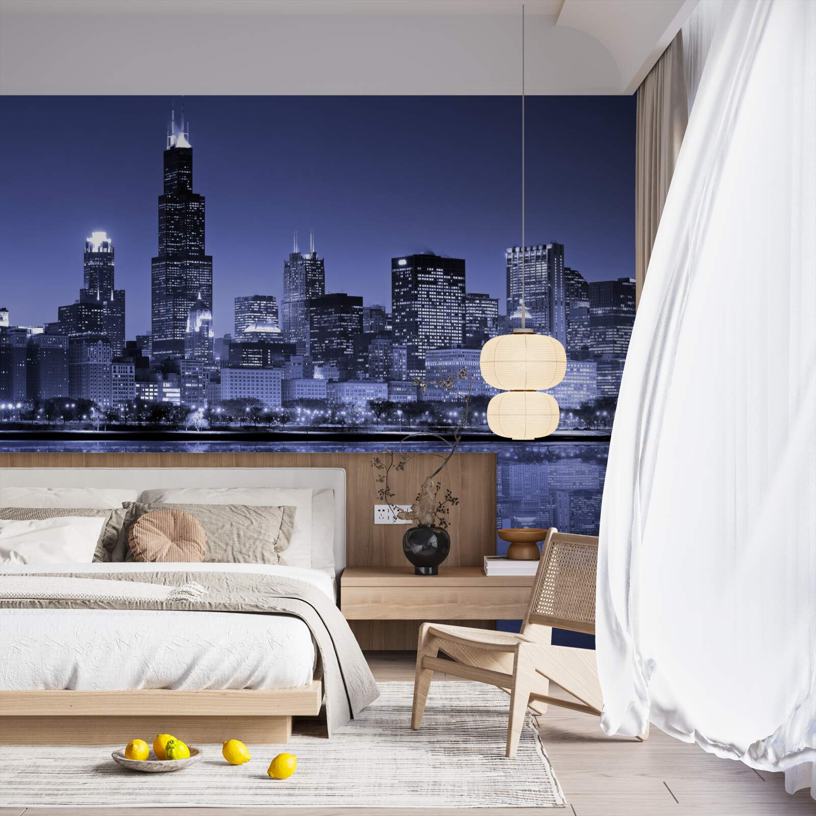 Fototapeten Nachtblick auf Chicago