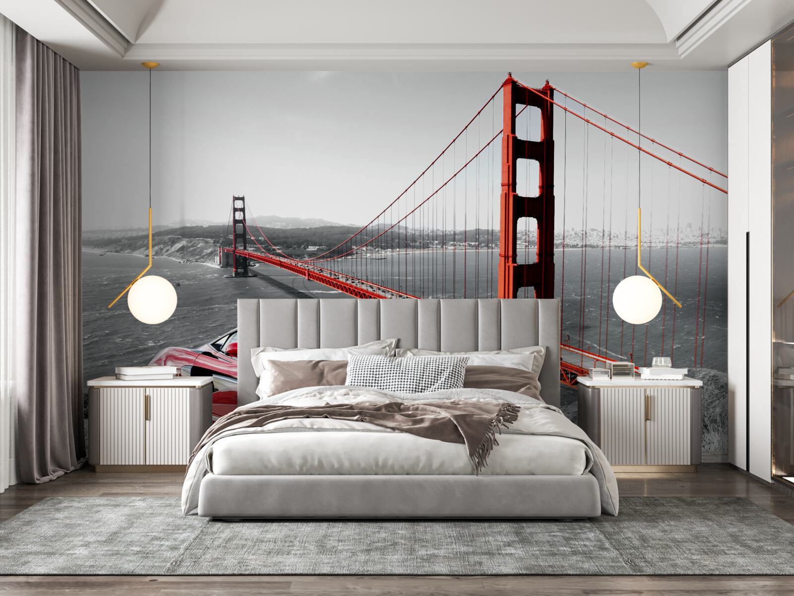 Fototapeten Brücke im Hintergrund mit McLaren