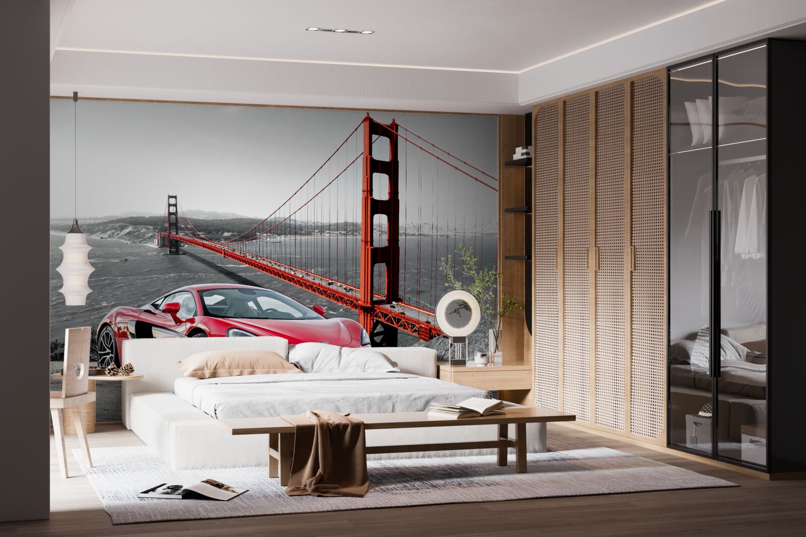 Fototapeten Brücke im Hintergrund mit McLaren