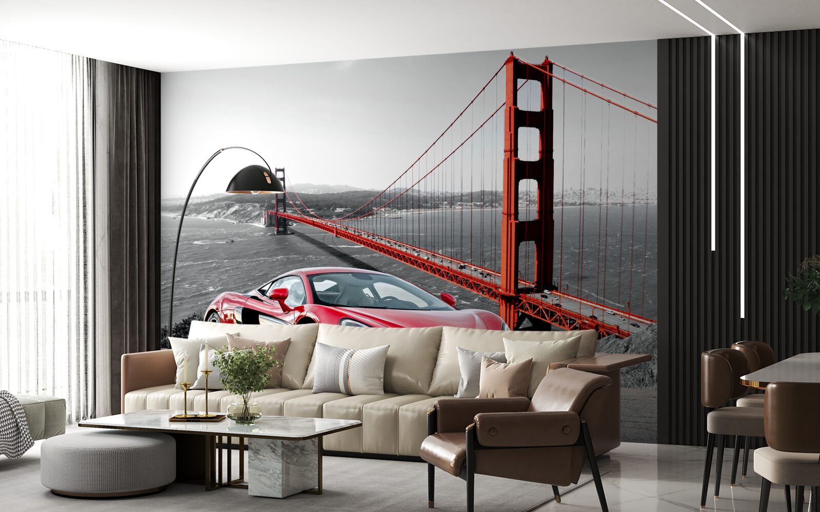 Fototapeten Brücke im Hintergrund mit McLaren