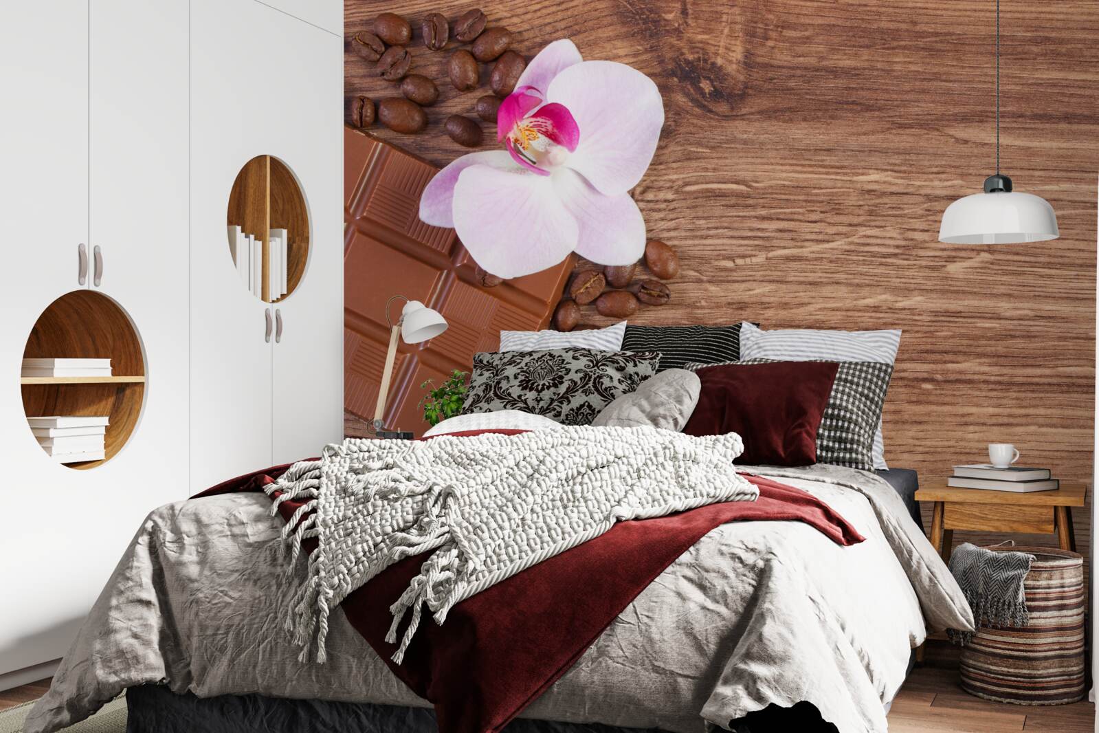 Fototapeten Orchidee in schneeweißen Farbe, in Kaffee und Schokolade eingetaucht