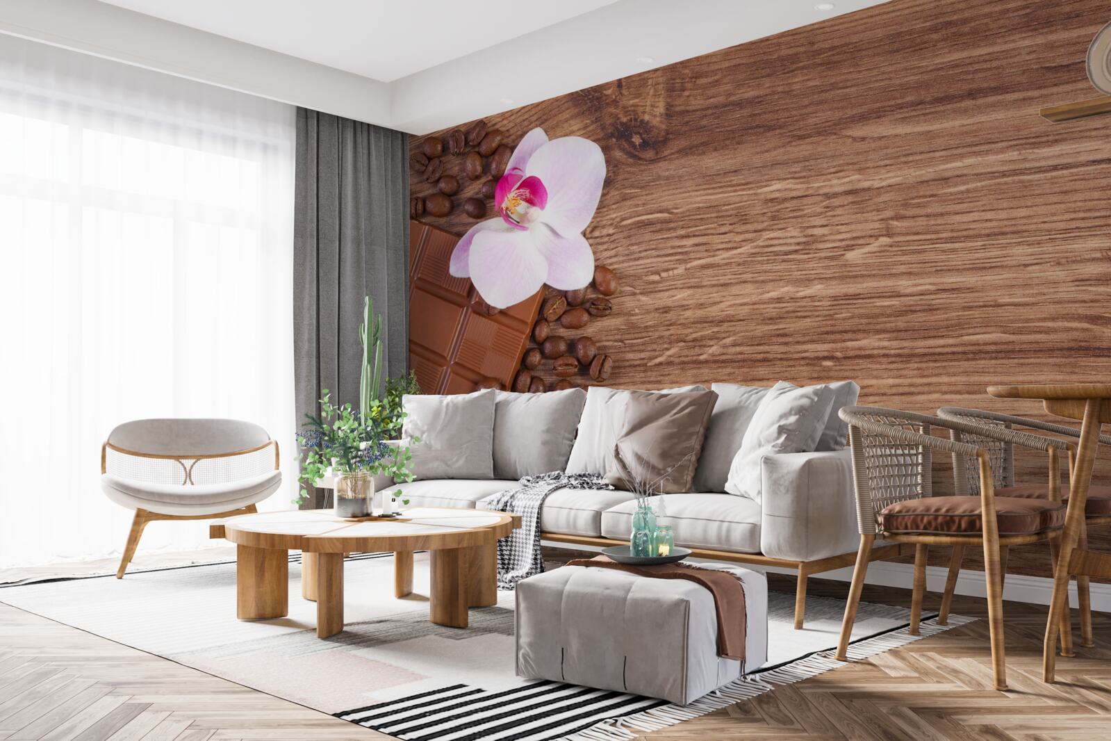 Fototapeten Orchidee in schneeweißen Farbe, in Kaffee und Schokolade eingetaucht