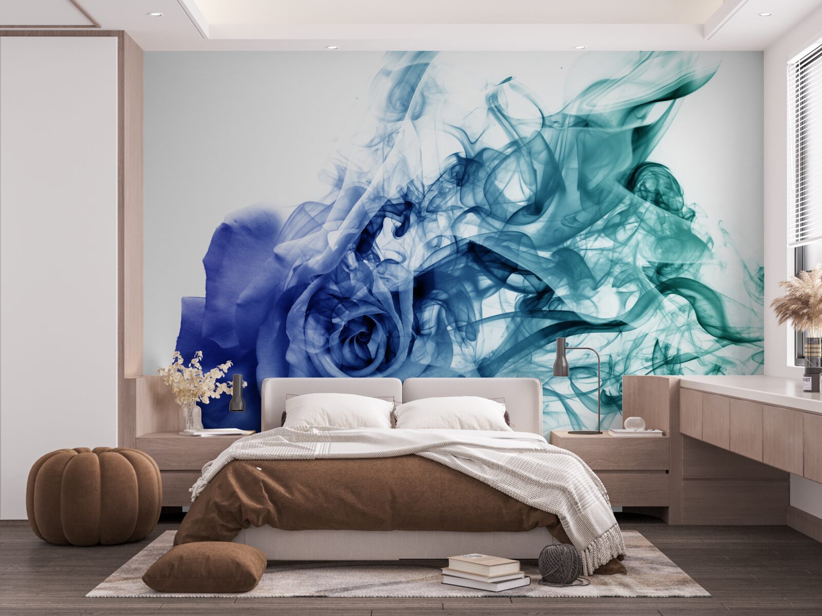 Fototapeten Blaue Rose im Nebel des himmlischen Blaues