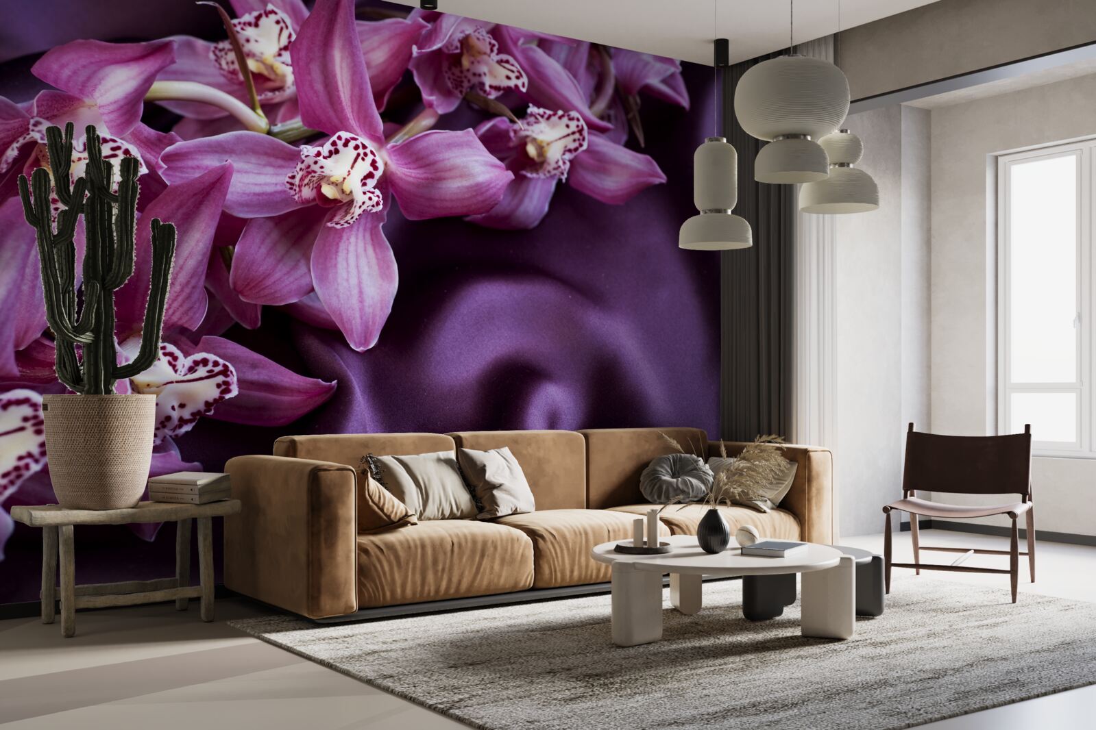 Fototapeten Violette Satinorchideen im gleichen Schatten