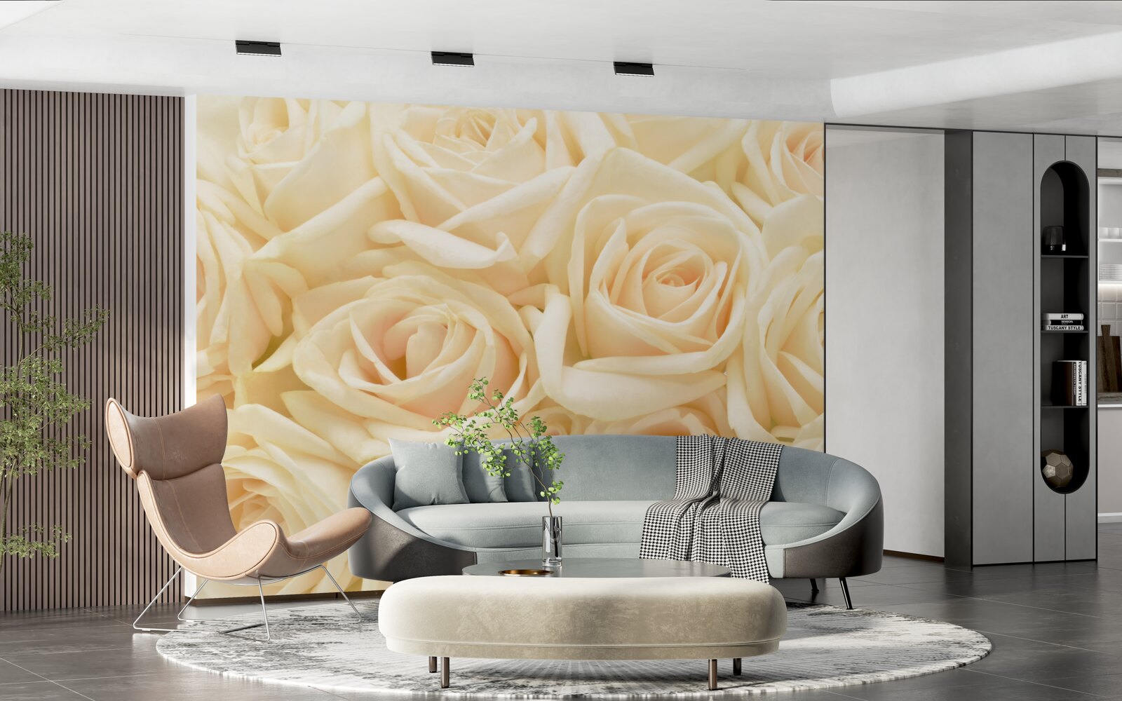 Fototapeten Ein Strauß cremiger Rosen