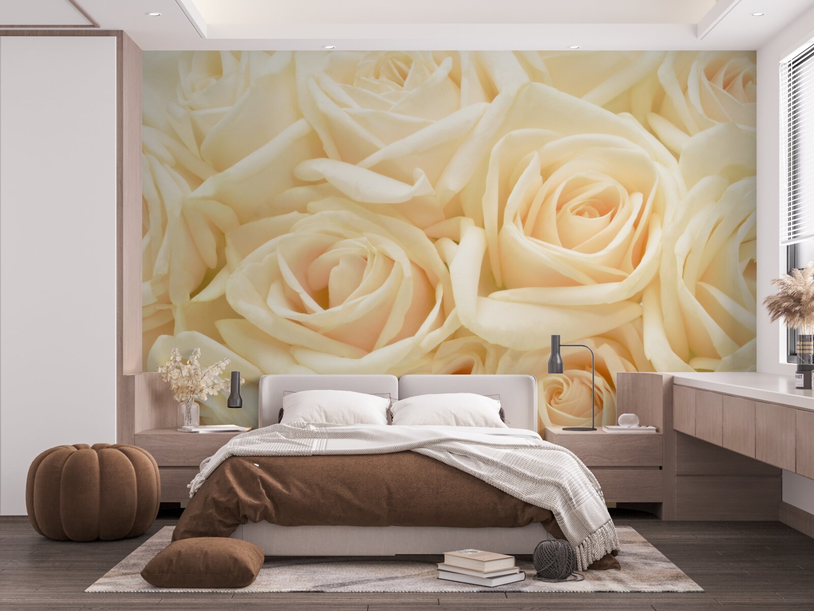 Fototapeten Ein Strauß cremiger Rosen