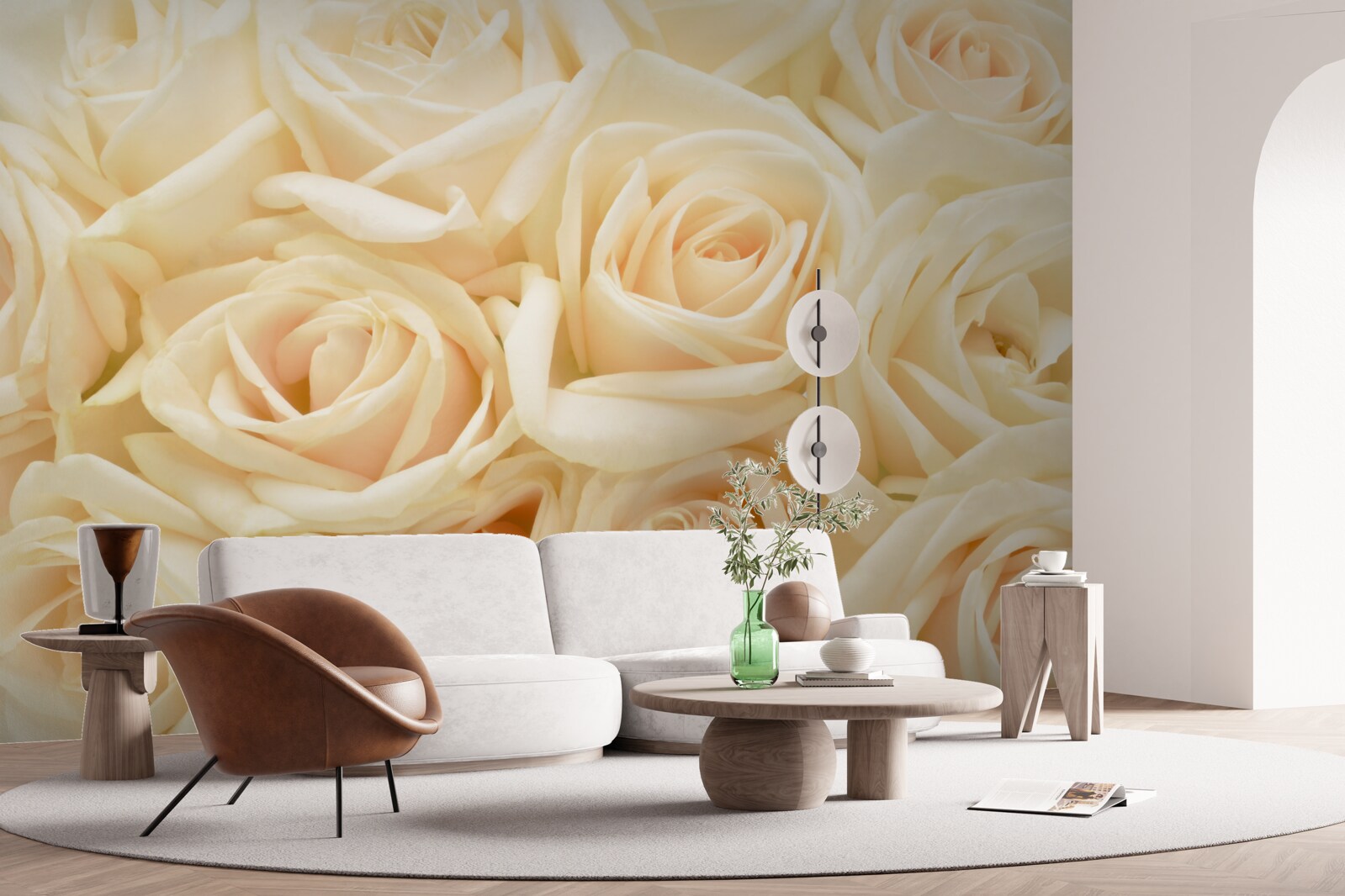 Fototapeten Ein Strauß cremiger Rosen
