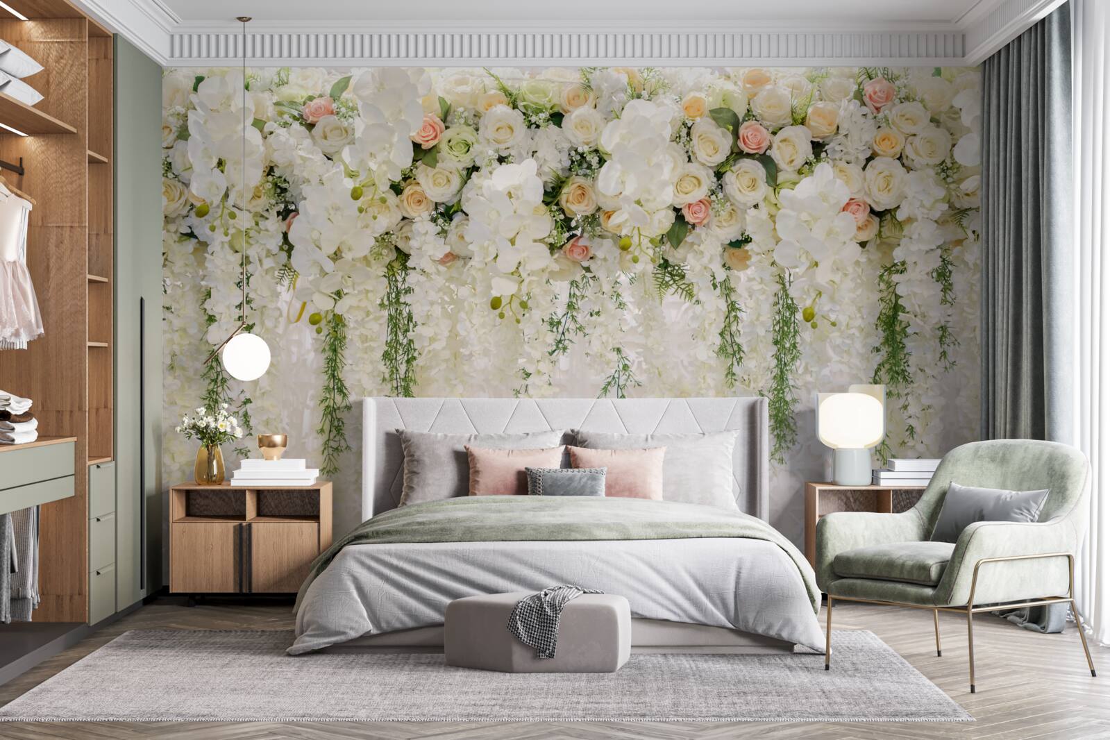 Fototapeten Zusammensetzung zarter Orchideenblüten