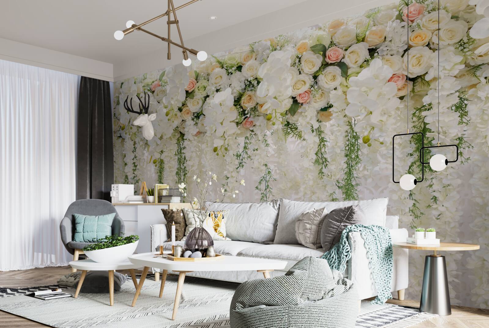 Fototapeten Zusammensetzung zarter Orchideenblüten