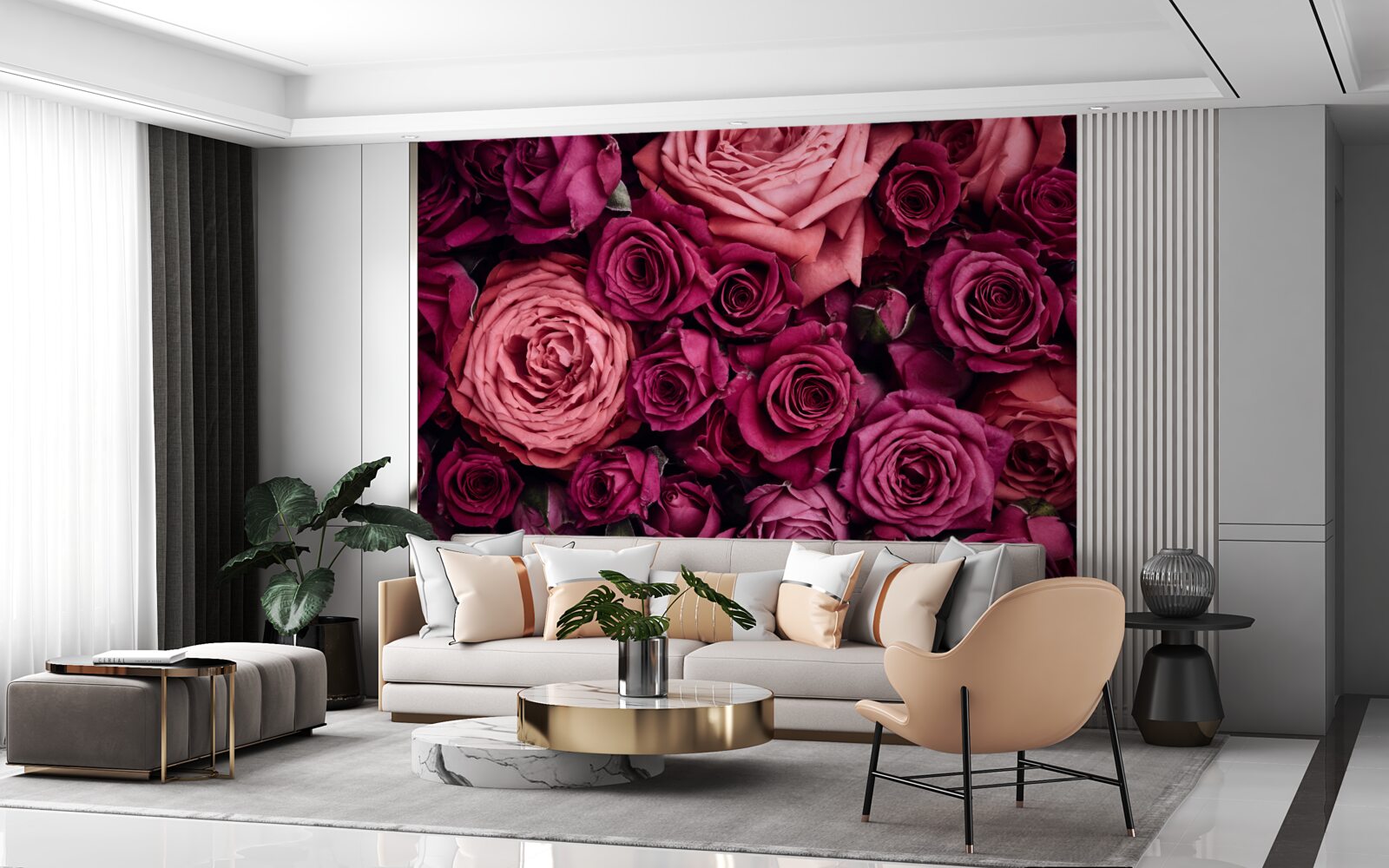 Fototapeten Eine Kombination aus duftenden rosa Rosen