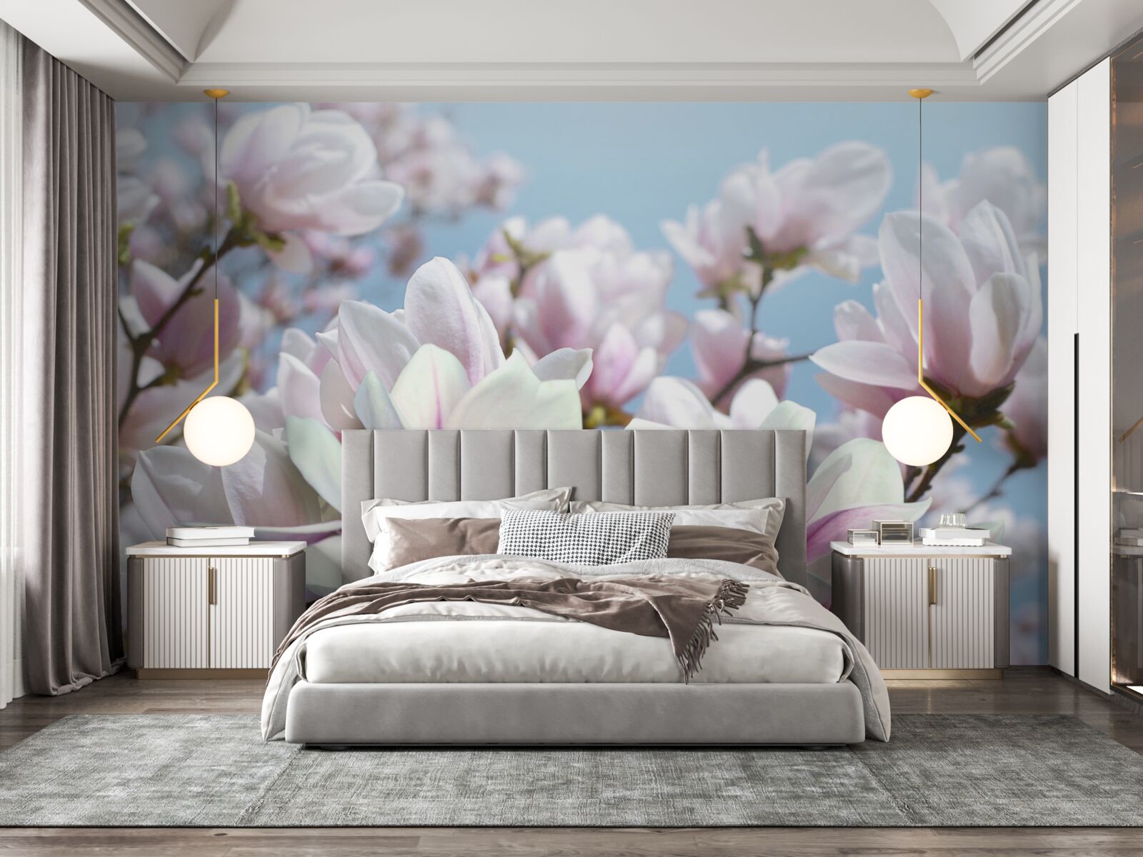 Fototapeten Magnolien in Blumen eingewickelt