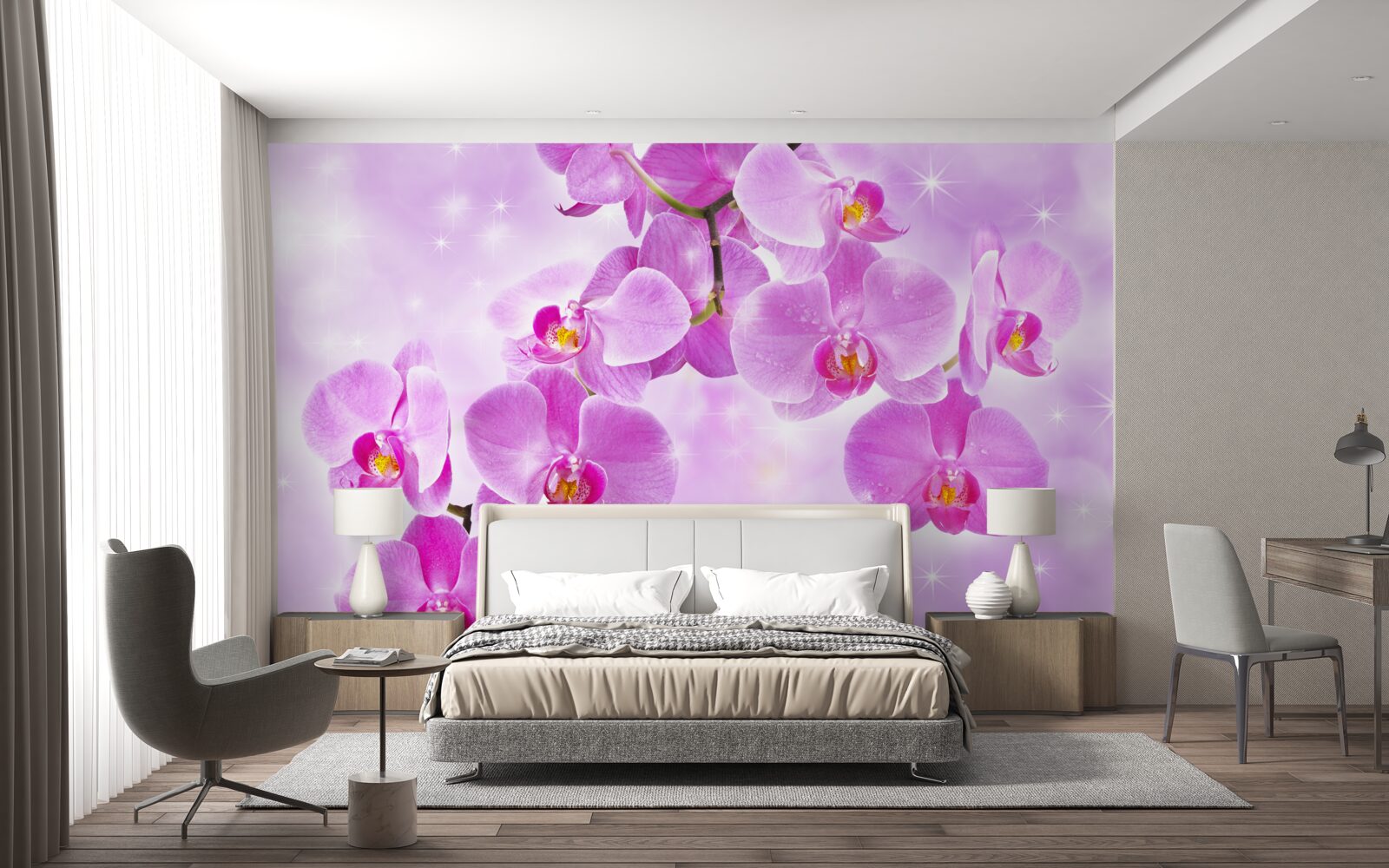 Fototapeten Sie hängen lila Orchideen auf
