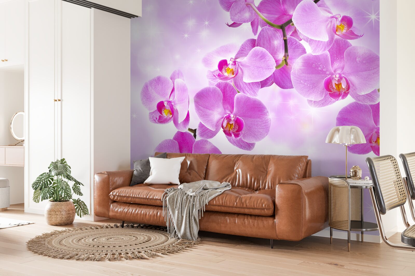 Fototapeten Sie hängen lila Orchideen auf