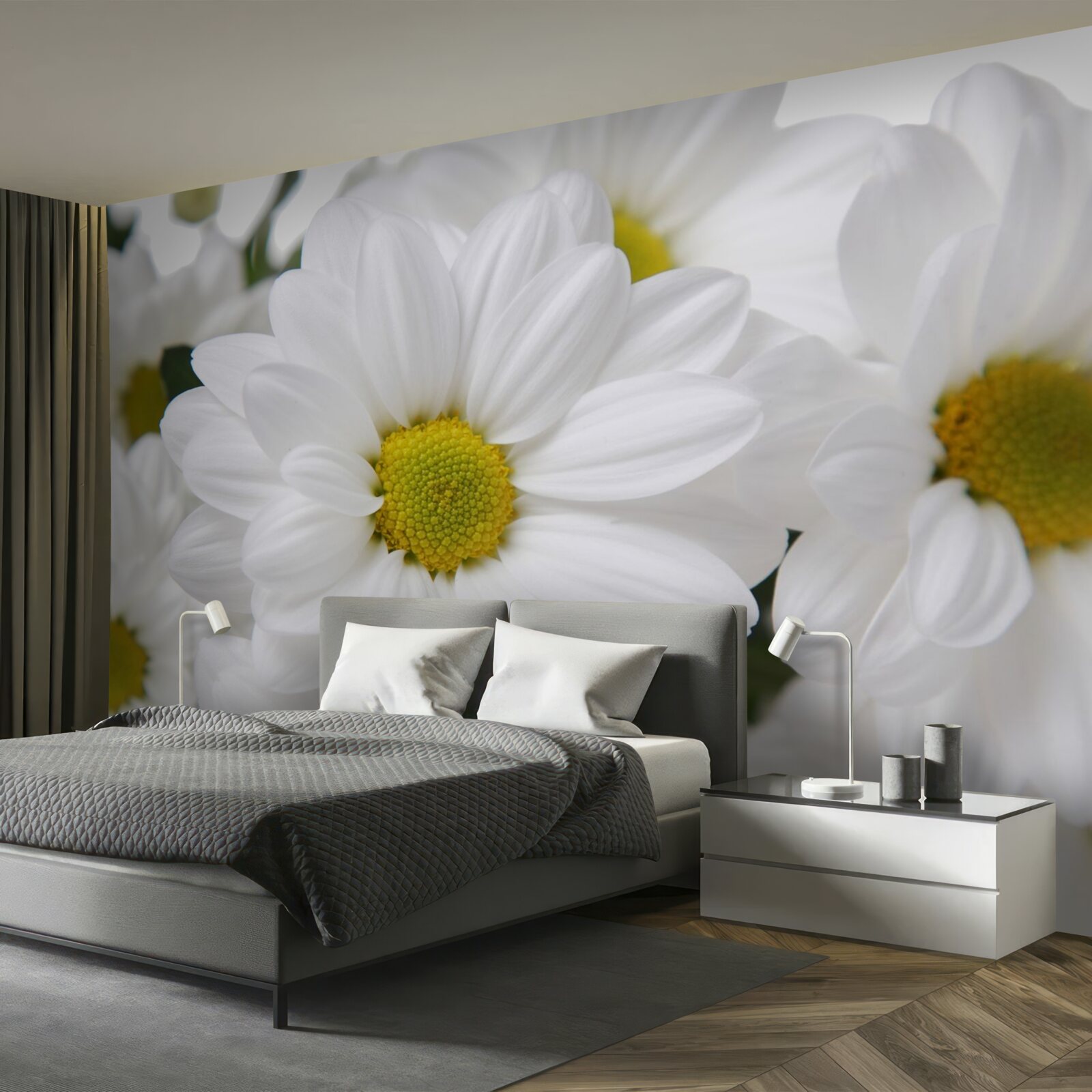 Fototapeten Schneezusammensetzung -weiße Chrysanthemen