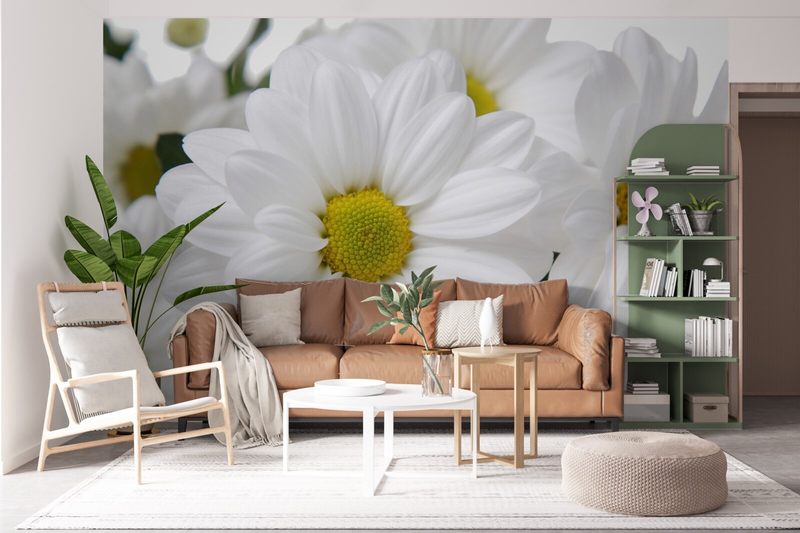 Fototapeten Schneezusammensetzung -weiße Chrysanthemen