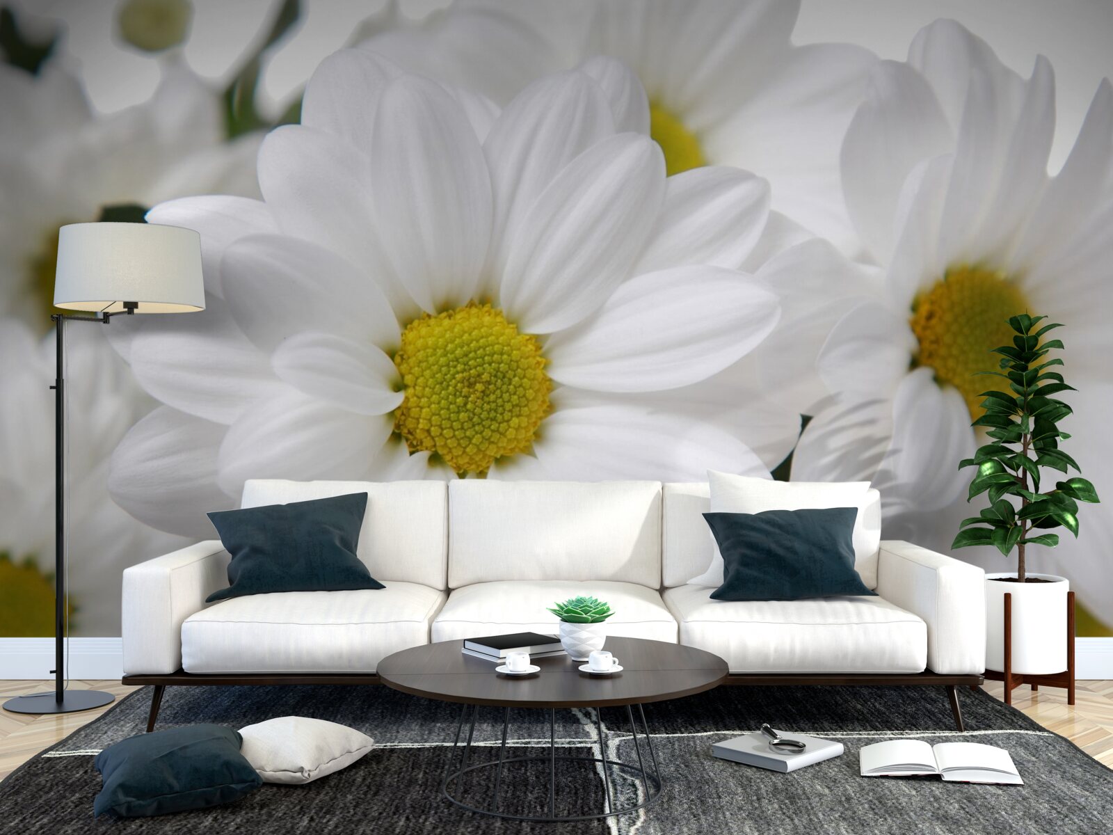 Fototapeten Schneezusammensetzung -weiße Chrysanthemen