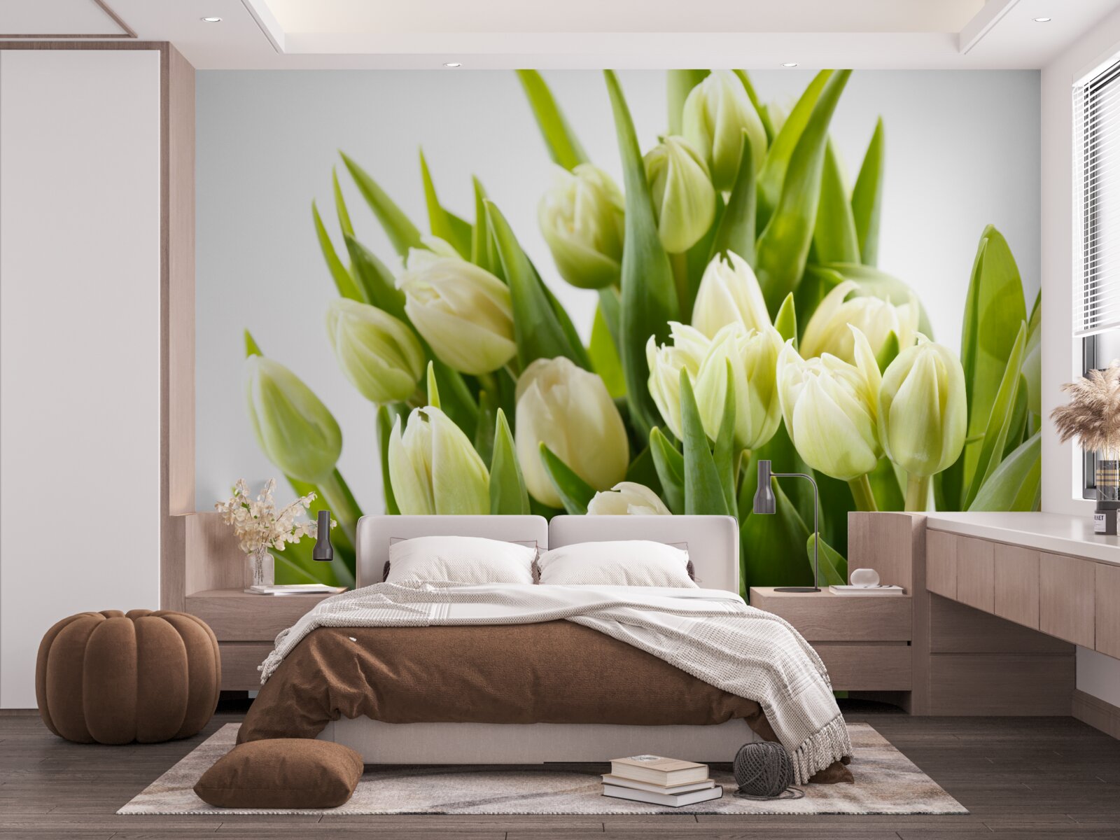 Fototapeten Ein Satz schneebedeckter Tulpen