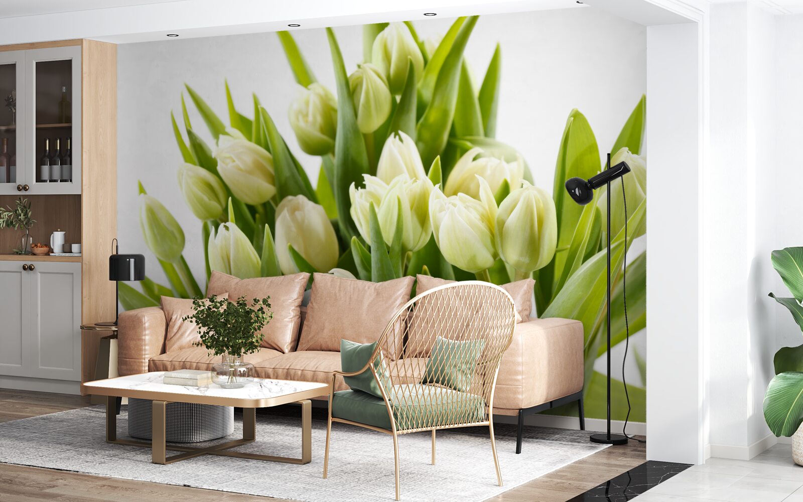 Fototapeten Ein Satz schneebedeckter Tulpen