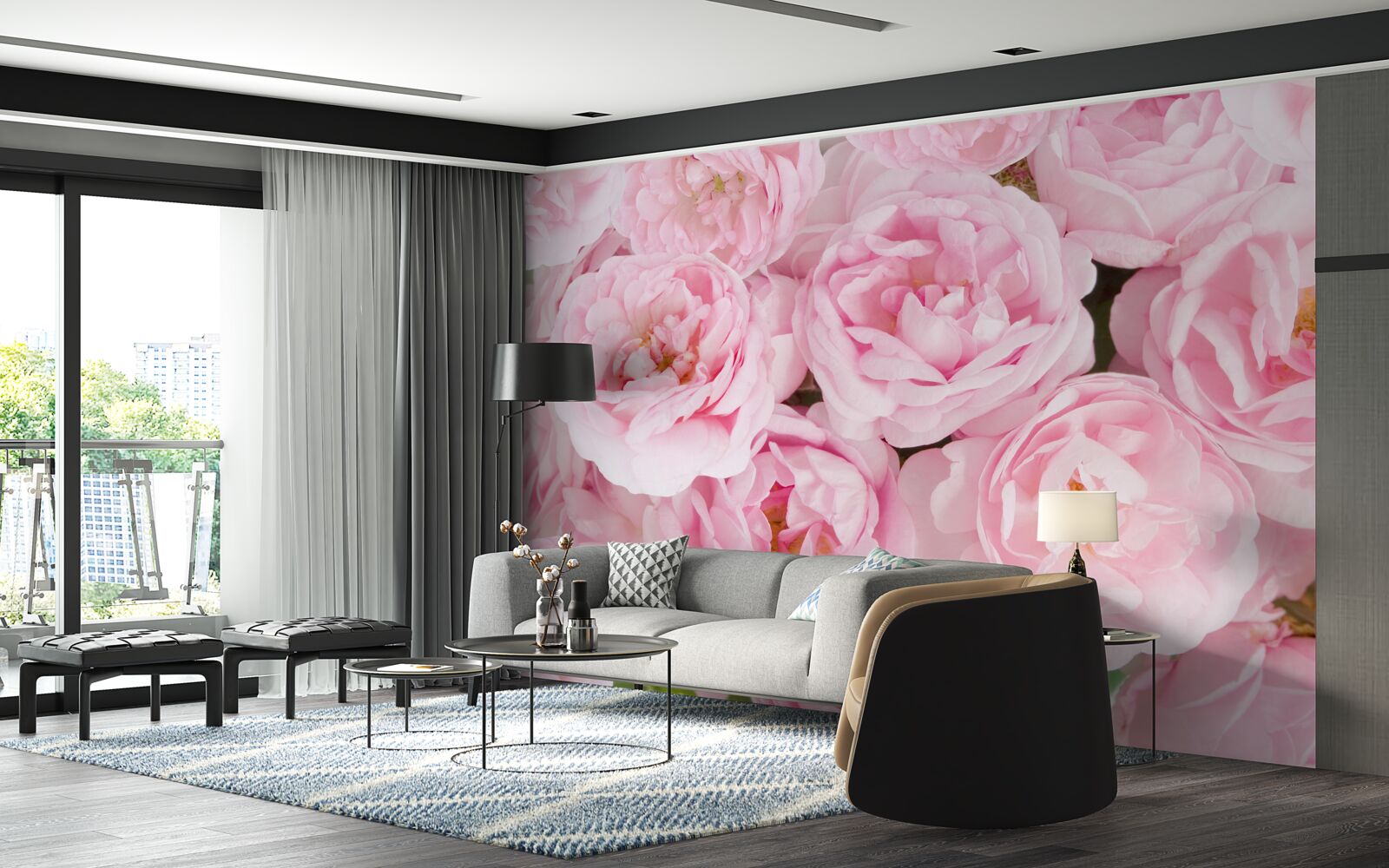 Fototapeten Rosa Rosen versammelten sich in einem Teestrauß