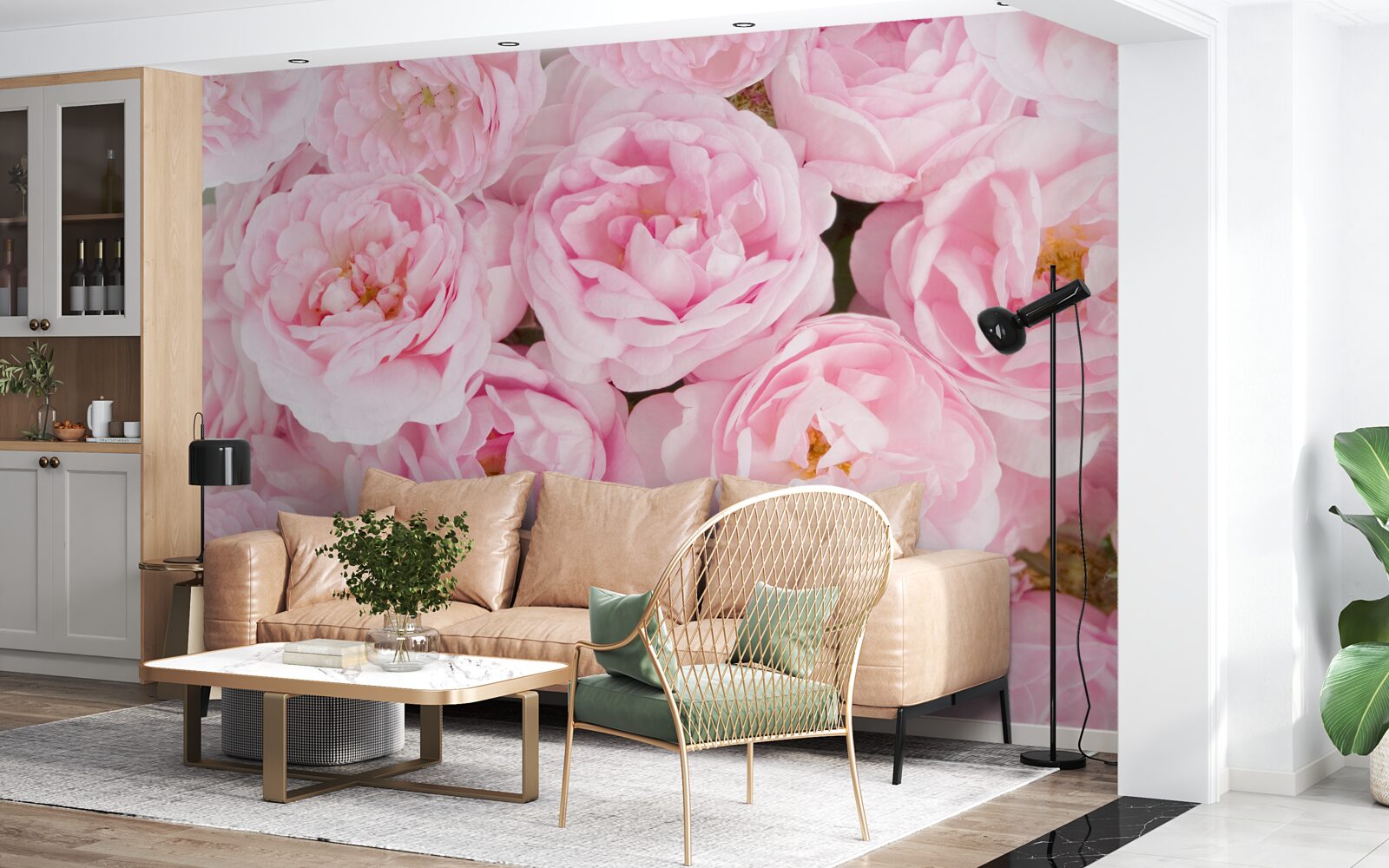 Fototapeten Rosa Rosen versammelten sich in einem Teestrauß