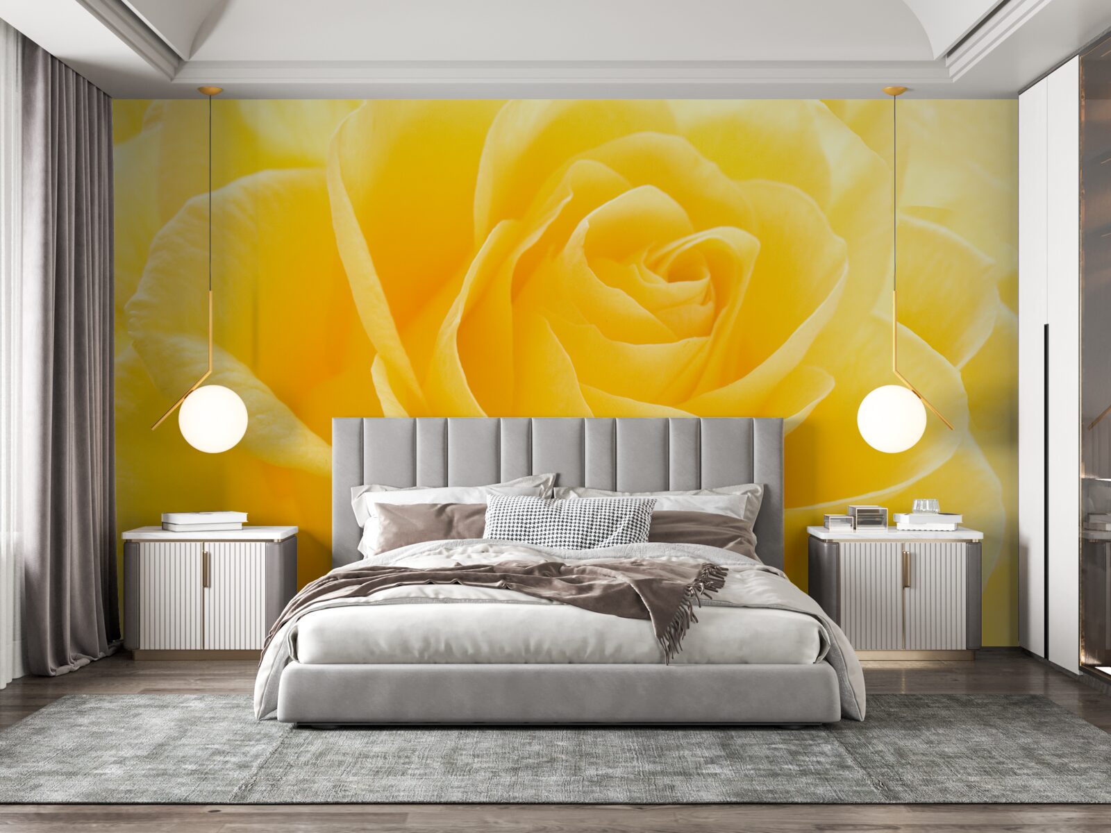 Fototapeten Makrofotografie einer gelben rosa Blume