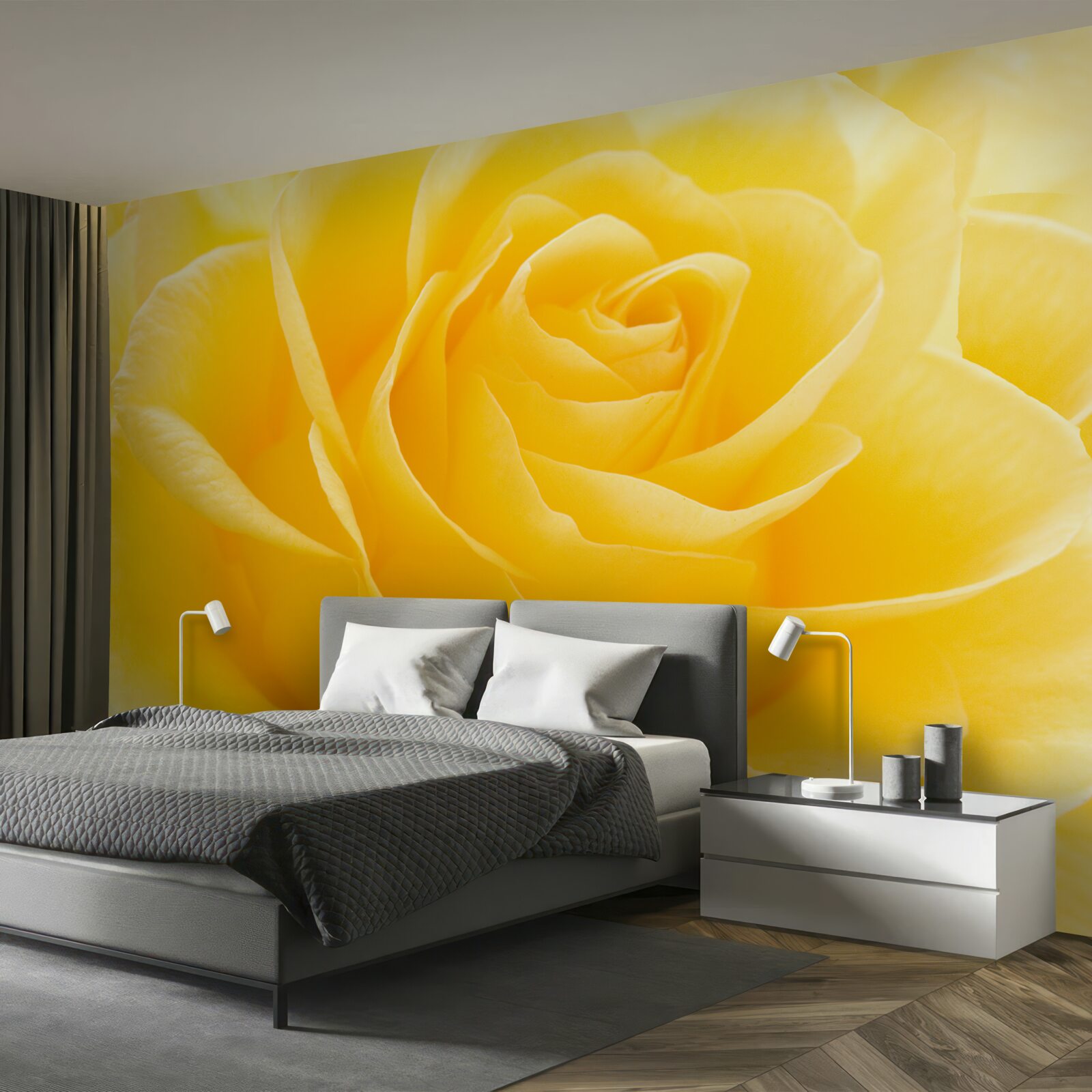 Fototapeten Makrofotografie einer gelben rosa Blume