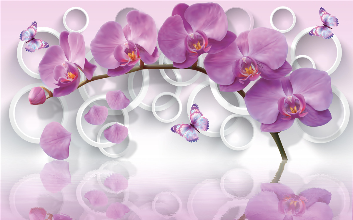 Fototapeten lila Orchideen auf hellem Hintergrund