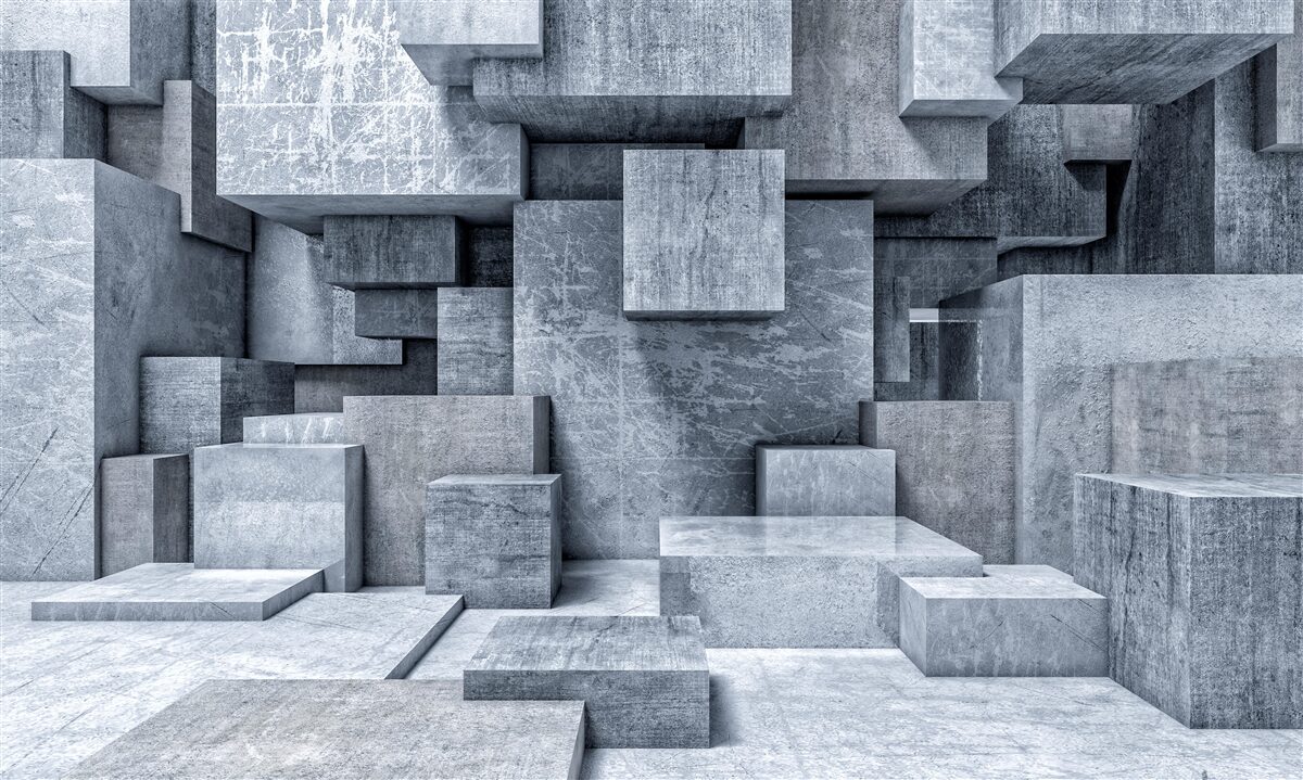 Fototapeten Ein Raum mit geometrischen Formen in Form von Quadraten