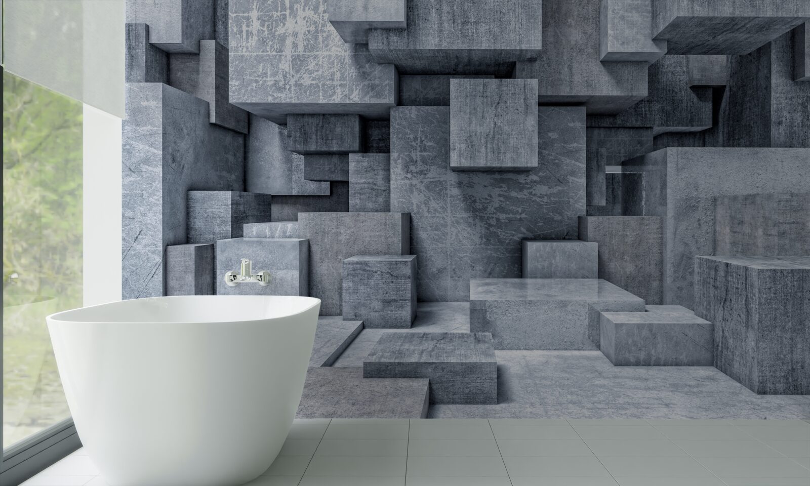 Fototapeten Ein Raum mit geometrischen Formen in Form von Quadraten